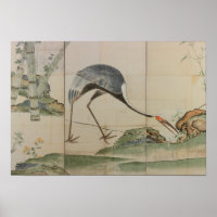 Gruas, pinheiros e bambu