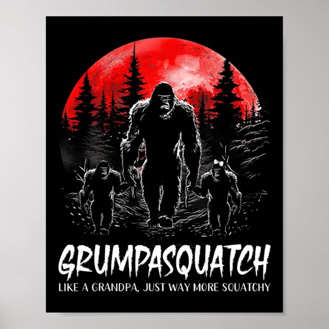 Poster Grumpa Squatch Funny Bigfoot Pai Sasquatch Yeti Fa (Frente)