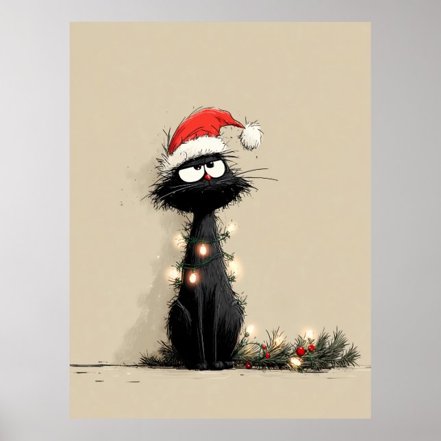 Poster Grumpy Christmas Cat Mood (Frente)