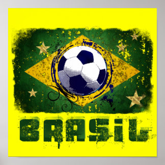 Pôster Grunge 2014, bandeira mundial de xícara de futebol
