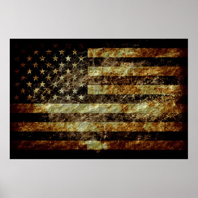 Poster Grunge American Flag (Frente)