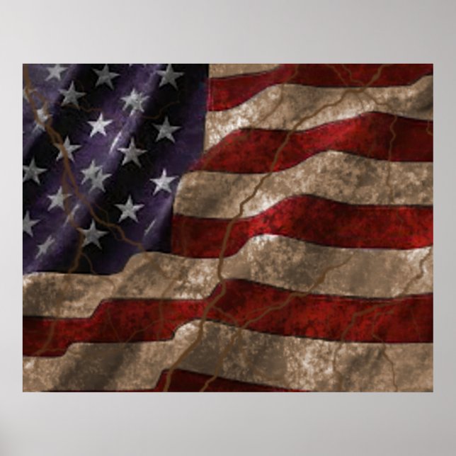 Poster Grunge American Flag (Frente)