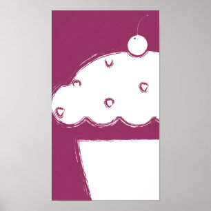 Poster grunge cherry cupcake