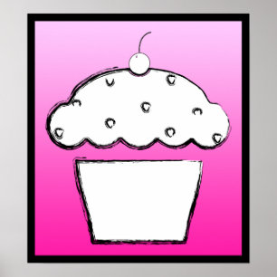Pôster grunge cherry cupcake