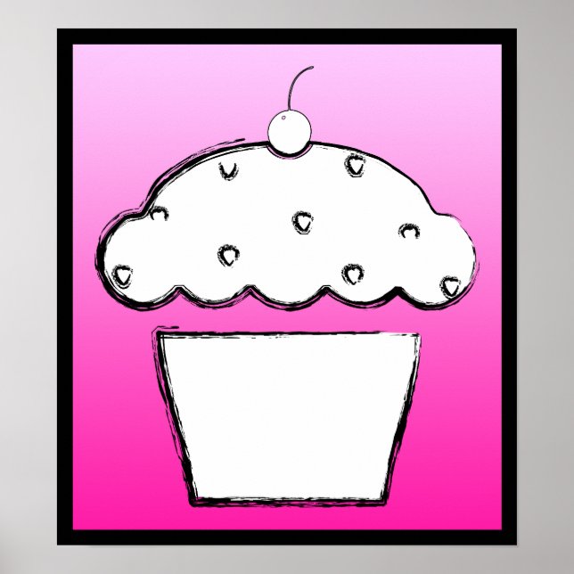 Pôster grunge cherry cupcake (Frente)