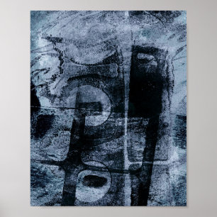 Poster Grunge de Grafite pintado Marinho escuro e azul
