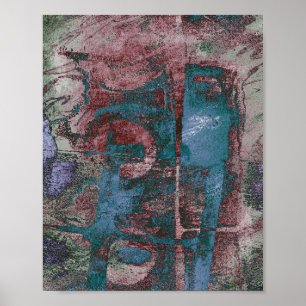 Poster Grunge de Grafite pintado   Ruim Vermelho Azul Tau