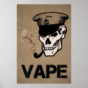 Poster Grunge do fumo do crânio de Vape