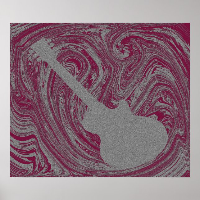 Poster Grunge Guitar Poster, Rosa Escuro (Frente)