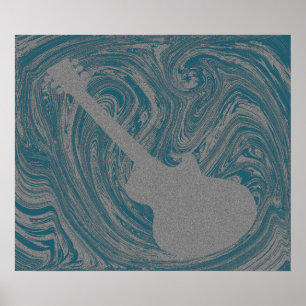Pôster Grunge Guitar Poster, Teal
