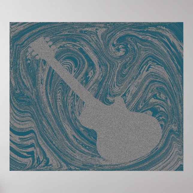Pôster Grunge Guitar Poster, Teal (Frente)