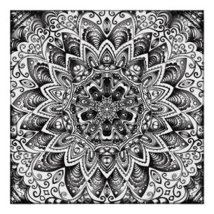 Pôster Grunge preto e branco do poster da mandala