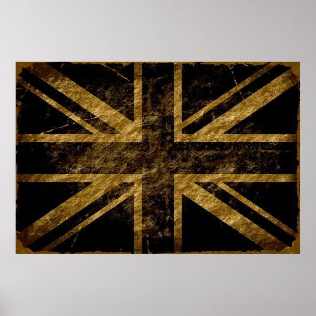 Pôster Grunge Reino Unido Flag 4 (Frente)