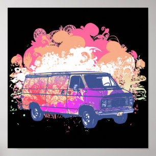 Poster grunge retro hippie van