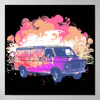 Poster grunge retro hippie van