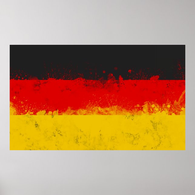 Poster Grunge Splatter Painted Flag da Alemanha (Frente)