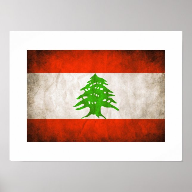 Pôster Grungy Lebanon Flag (Frente)