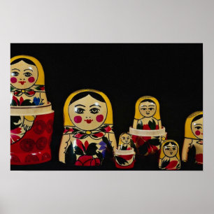 Poster Grupo da boneca do russo, pintura de madeira do