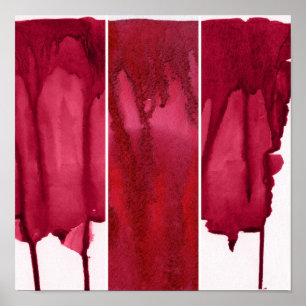 Pôster Grupo de abstrato vermelho da aguarela pintado mã