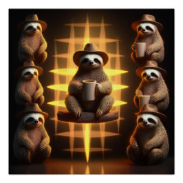 Pôster Grupo De Café De Bebendo De Lama