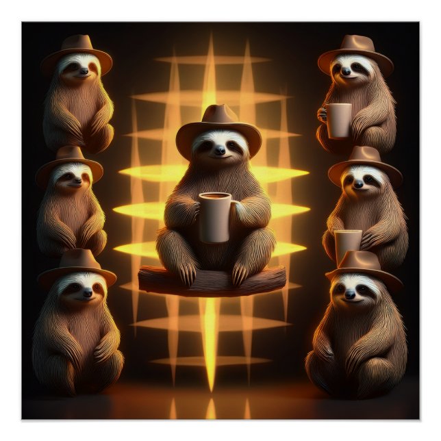 Pôster Grupo De Café De Bebendo De Lama (Frente)