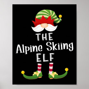 Poster Grupo de Elfos de Esqui Alpino de Natal, Pijama Di