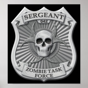 Poster Grupo de trabalho do zombi - sargento Crachá
