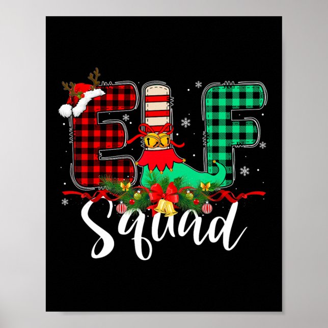 Poster Grupo Familiar De Natal Elf Quadrado Papais noeis  (Frente)