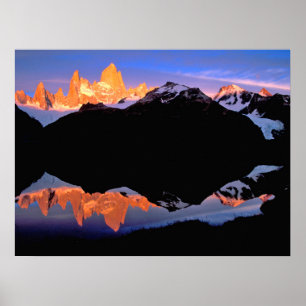 Poster Grupo Fitz Roy Refletido em Lagos Glaciais