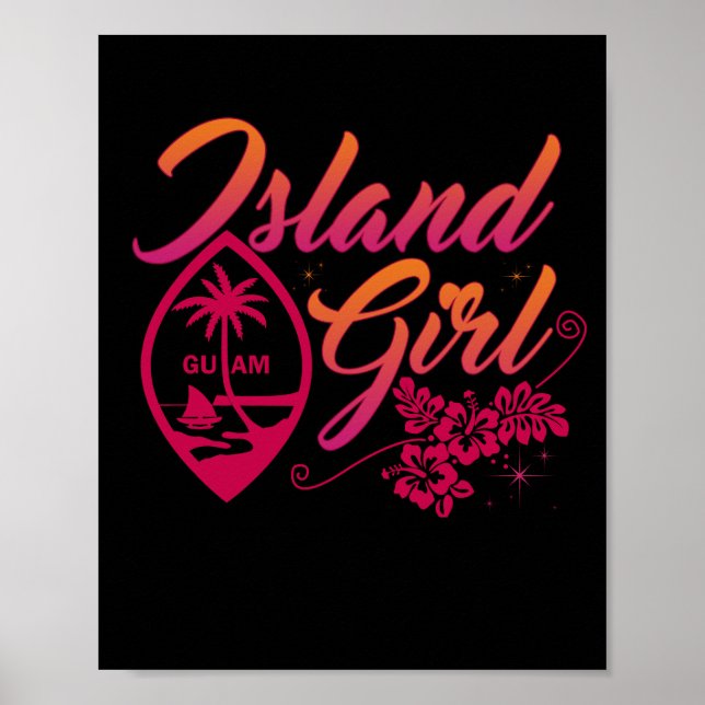 Poster Guam Flower Chamorrita Guam Island Guamanian Girl (Frente)