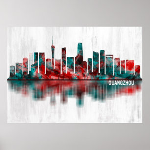 Poster Guangzhou China Skyline
