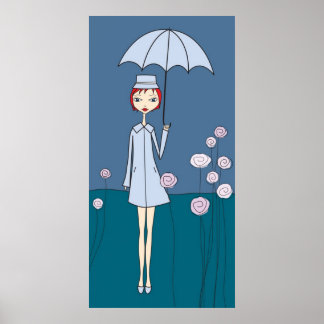 Poster guarda-chuva azul