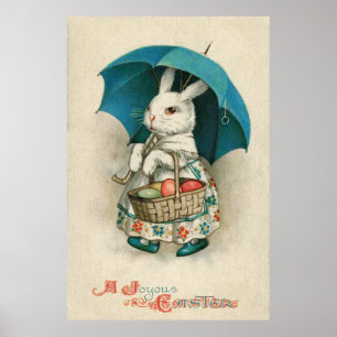 Poster Guarda-chuva de ovos com coloração de coelho da