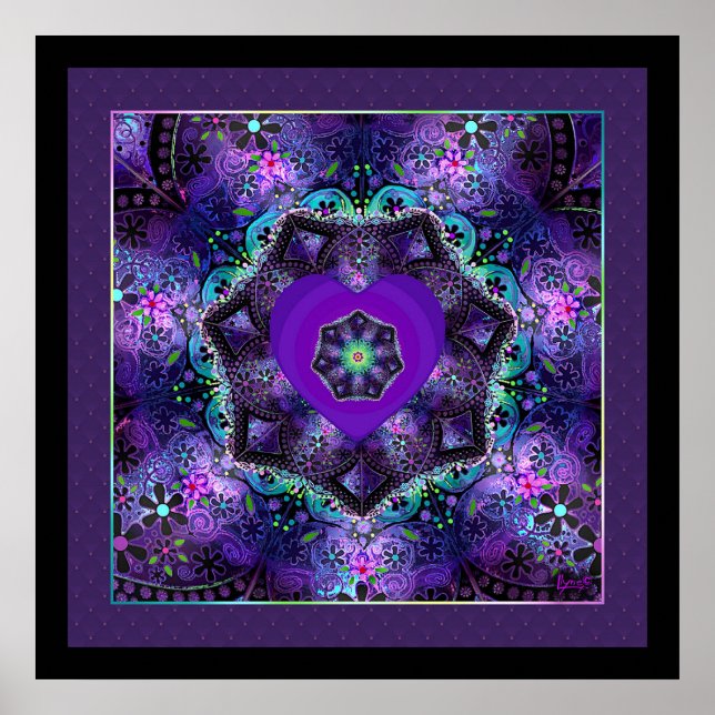 Poster Guarda-chuva e corações roxos .7 (Frente)