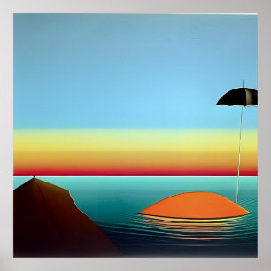 Poster Guarda-chuvas Solar pelo Mar Surreal