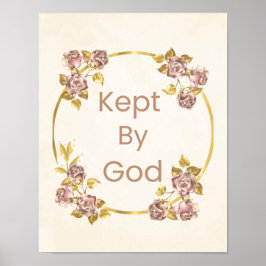 Poster "Guardado Por Deus" Design Floral Circular Roxo e