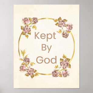 Poster "Guardado Por Deus" Design Floral Circular Roxo e 
