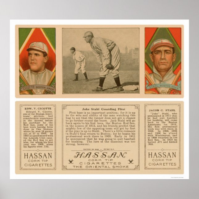 Pôster Guardando Primeiro Beisebol Vermelho Sox 1912 (Frente)
