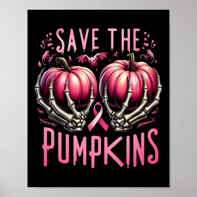 Poster Guarde o Cancer de Mama do Halloween do Skeleton P (Frente)
