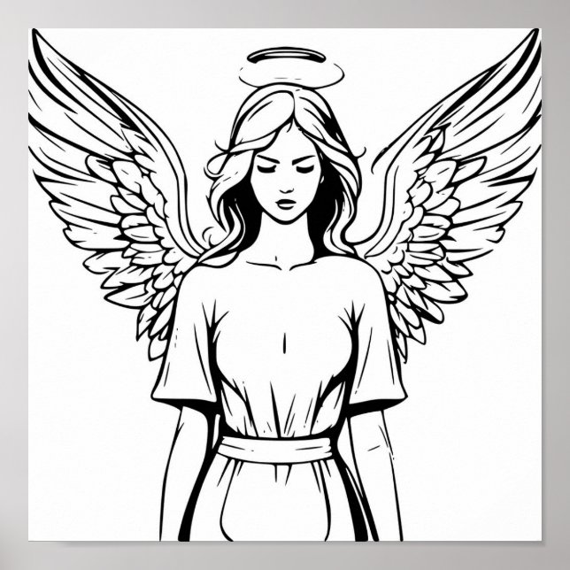Poster Guardian Angel Girl Black and White (Frente)