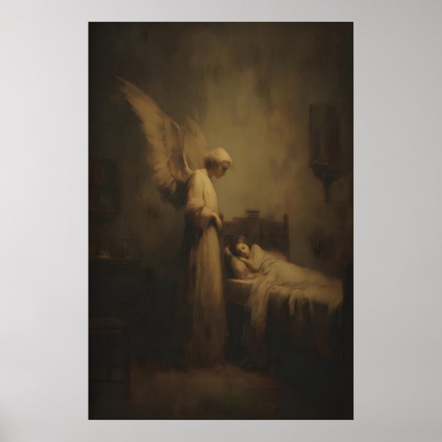 Poster Guardian Angel Watching Over Sleeping Child (Frente)
