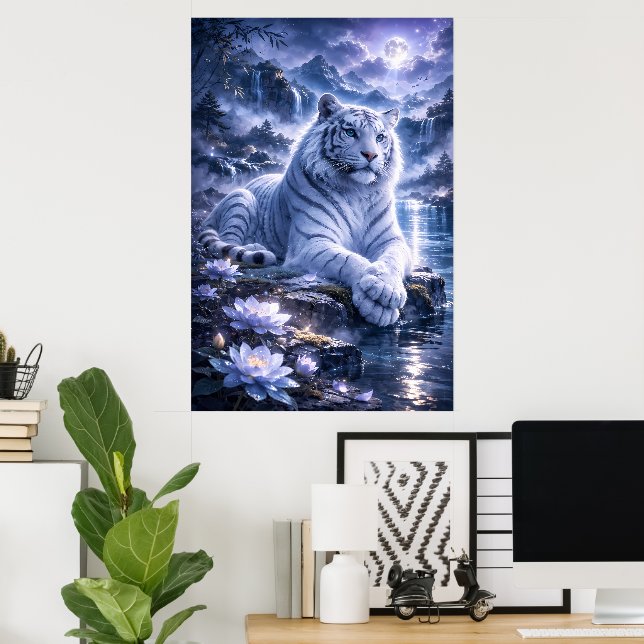 Poster Guardian White Tiger – Silent Strength and Gentle  (Escritório em casa)
