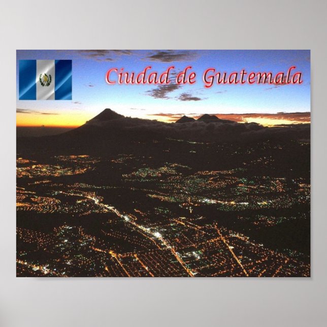 Poster Guatemala - Cidade da Guatemala - À Noite - (Frente)
