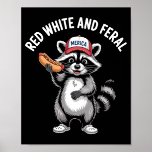 Poster Guaxinim 4 De Julho Infantil Meninos Vermelho Bran