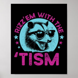 Poster Guaxinim Autismo Piada Engraçada Rizz Em Com O Tis