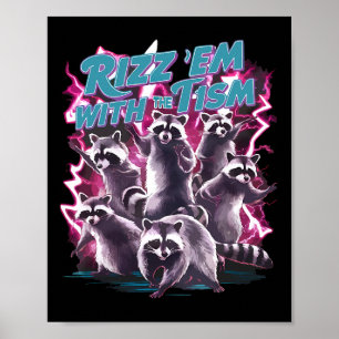 Poster Guaxinim Autista Engraçado Meme de Autismo Rizz Em