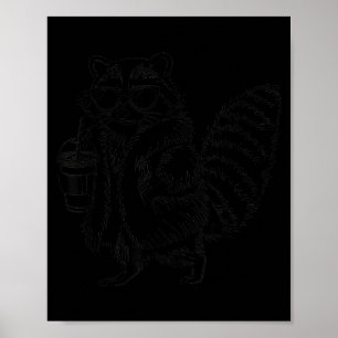 Poster Guaxinim bebendo café gelado meme engraçado de ani