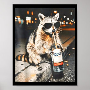 Poster Guaxinim bebendo meme engraçado de animal homens m