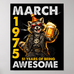 Poster guaxinim cerveja de aniversário de 51 anos março d
