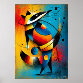 Poster Guaxinim Cósmico – Parede Geométrica Abstrata Mode